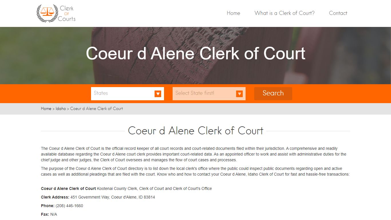 Coeur d Alene Clerk of Court