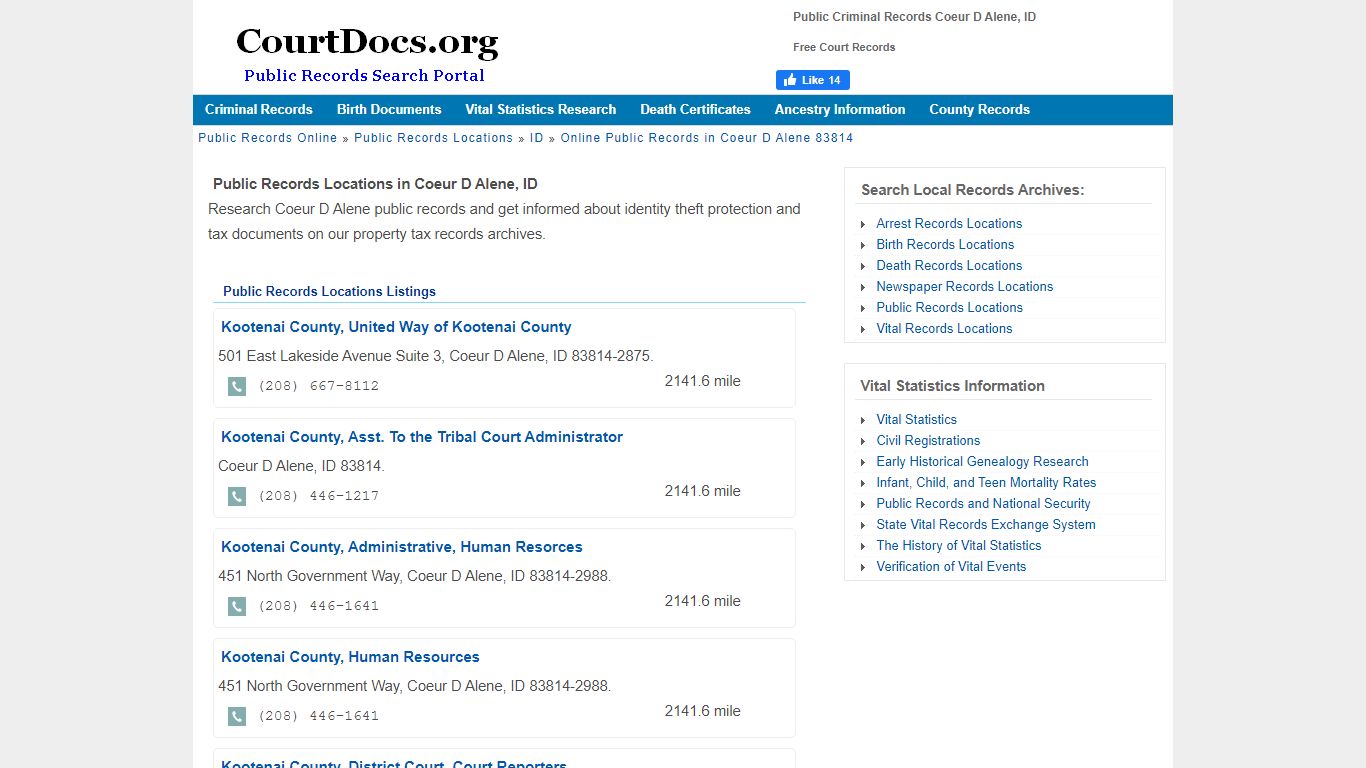 Public Criminal Records Coeur D Alene, ID - Free Court Records